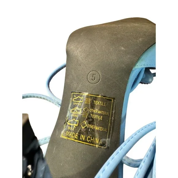 Nasty Girl Blue Gladiator Heels Women Size 5 - Picture 9 of 13